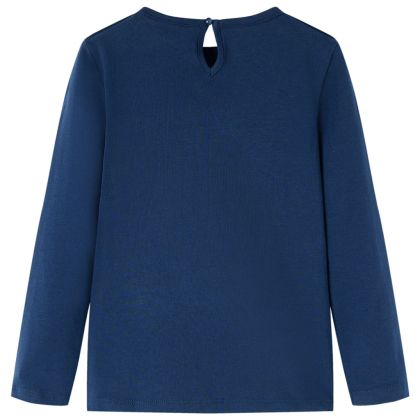 Детска тениска с дълъг ръкав, тъмносиня, 92