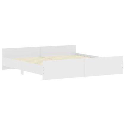 Рамка за легло с горна и долна табла, бяла, 200x200 см