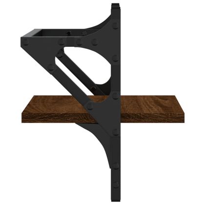 Стенни рафтове с пръти 2 бр кафяв дъб 30x25x30 см