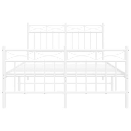 Метална рамка за легло с горна и долна табла, бяла, 120x190 см