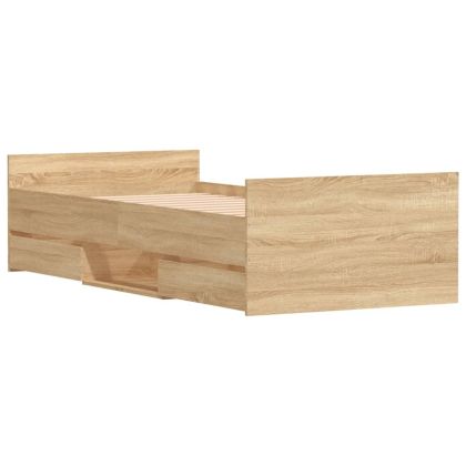 Рамка за легло с горна и долна табла, сонома дъб, 100x200 см