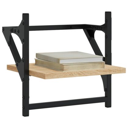 Стенни рафтове с пръти 2 бр дъб сонома 30x25x30 см