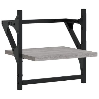 Стенни рафтове с пръти 2 бр сив сонома 30x25x30 см