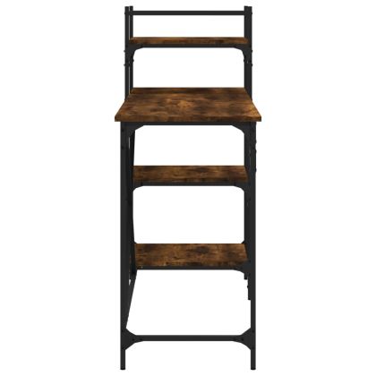 Компютърно бюро с рафтове опушен дъб 120x47x109 см