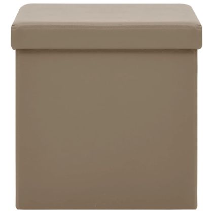 Сгъваеми табуретки за съхранение, 2 бр, капучино, PVC