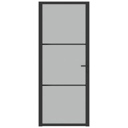 Интериорна врата, 83x201,5 см, черен мат, стъкло и алуминий