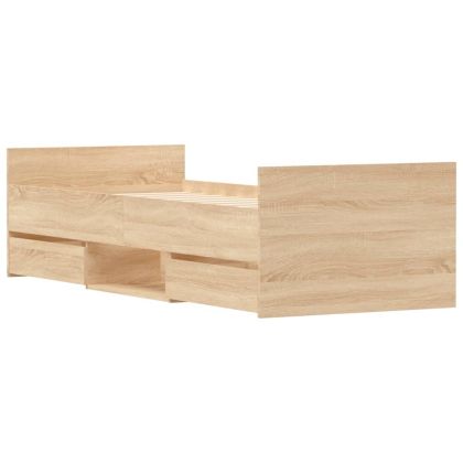 Рамка за легло с горна и долна табла, сонома дъб, 75x190 см