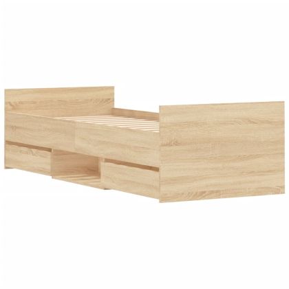 Рамка за легло с горна и долна табла, сонома дъб, 75x190 см