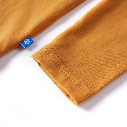 Детска тениска с дълъг ръкав, тъмна охра, 92