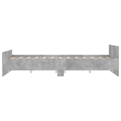Рамка за легло с горна и долна табла, бетонно сива, 120x200 см