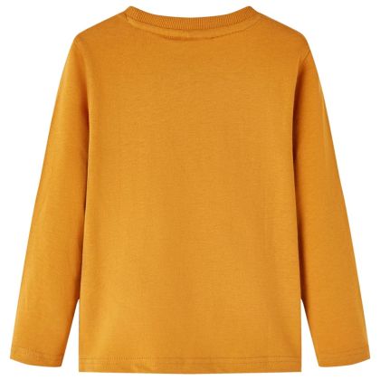 Детска тениска с дълъг ръкав, тъмна охра, 92