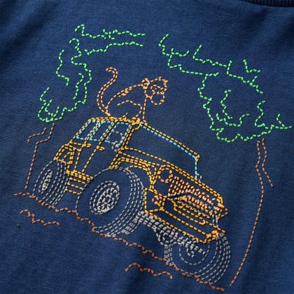 Детска тениска с дълъг ръкав, тъмносиня, 92