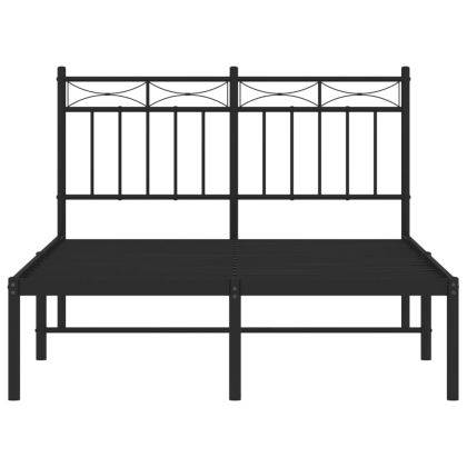 Метална рамка за легло с горна табла, черна, 120x190 см