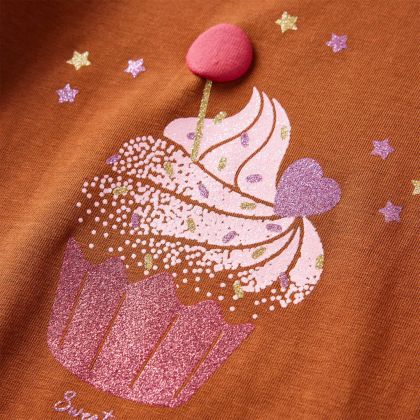 Детска тениска с дълъг ръкав, коняк, 92