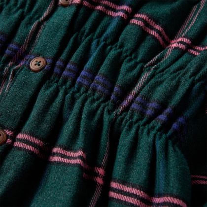 Детска рокля с дълги ръкави и волани, тъмнозелена, 92