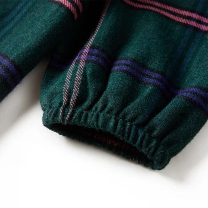 Детска рокля с дълги ръкави и волани, тъмнозелена, 92