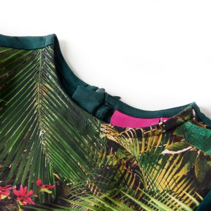 Детска рокля с дълъг ръкав, тъмнозелена, 92