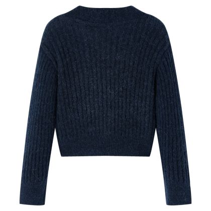 Детска жилетка, плетена, тъмносиня, 92