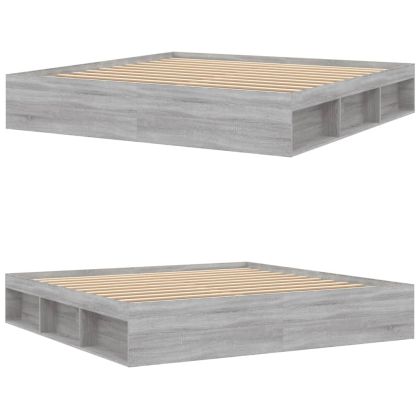 Рамка за легло, сив сонома, 200x200 см