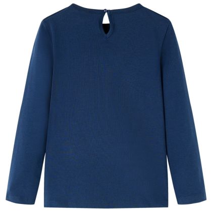 Детска тениска с дълъг ръкав, тъмносиня, 92
