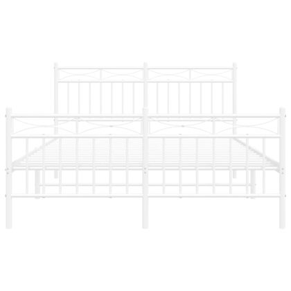 Метална рамка за легло с горна и долна табла, бяла, 135x190 см