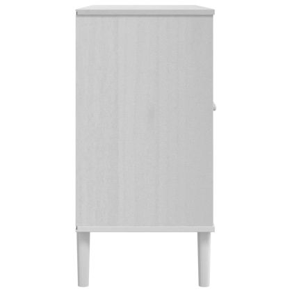 Сайдборд "SENJA", ратанова визия, бял, 112x40x80 см, бор масив