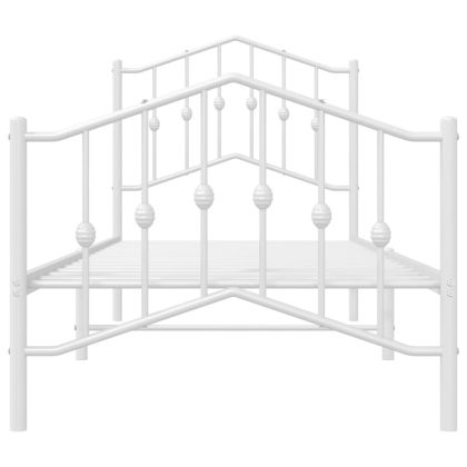 Метална рамка за легло с горна и долна табла, бяла, 80x200 см