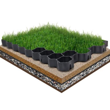 Решетки за трева 16 бр черни 60x40x3 см пластмаса