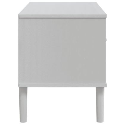 ТВ шкаф SENJA, ратанова визия, бял, 106x40x49 см, бор масив