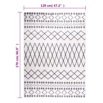 Перящ се килим, черно и бяло, 120x170 см, противоплъзгащ