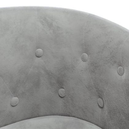 Объл фотьойл с опора за крака, светлосив, кадифе