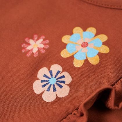 Детска тениска с дълъг ръкав, коняк, 92