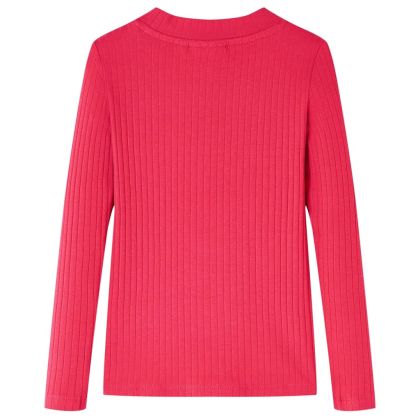 Детска тениска с дълъг ръкав и щампа коте, яркорозова, 92