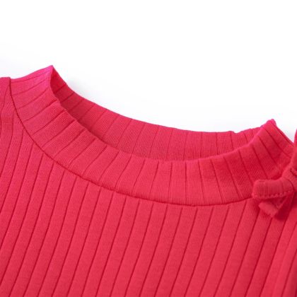 Детска тениска с дълъг ръкав и щампа коте, яркорозова, 92