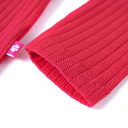 Детска тениска с дълъг ръкав и щампа коте, яркорозова, 92