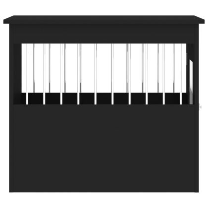 Клетка за куче мебел, черна, 55x75x65 см, инженерно дърво