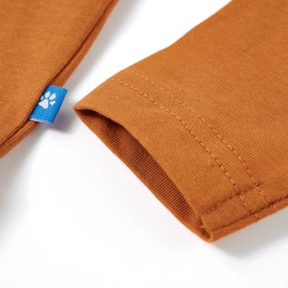 Детска тениска с дълъг ръкав, тъмна охра, 92