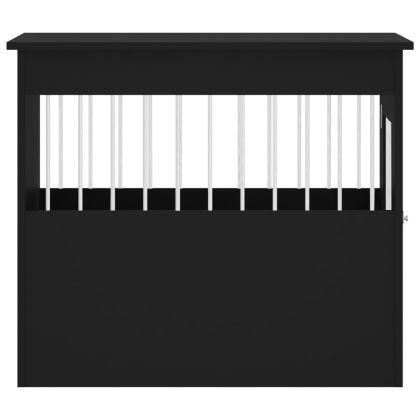 Клетка за куче мебел, черна, 55x80x68 см, инженерно дърво