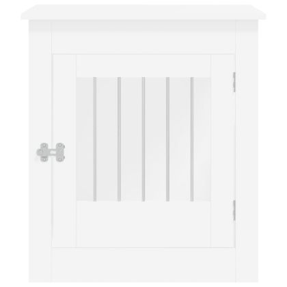 Клетка за куче мебел, бяла, 64,5x80x71 см, инженерно дърво