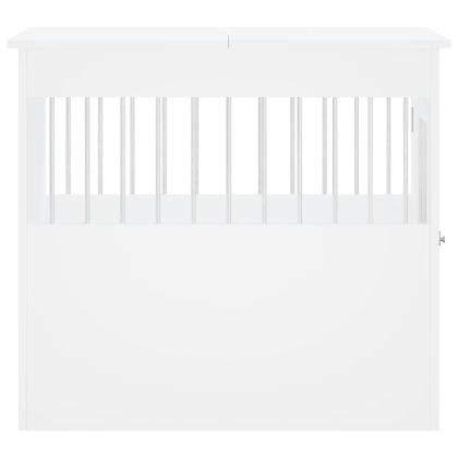 Клетка за куче мебел, бяла, 64,5x80x71 см, инженерно дърво