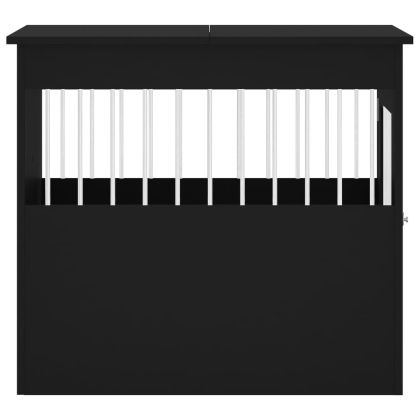 Клетка за куче мебел, черна, 64,5x80x71 см, инженерно дърво