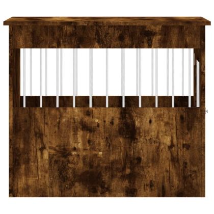 Клетка за куче мебел, опушен дъб, 55x80x68 см, инженерно дърво