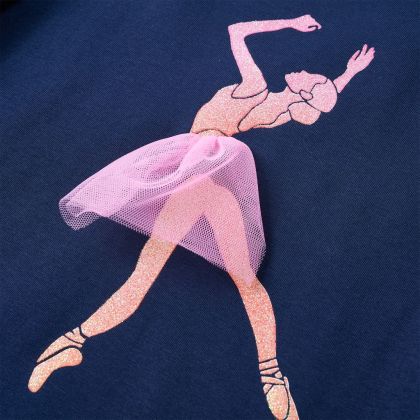 Детска тениска с дълъг ръкав, тъмносиня, 92