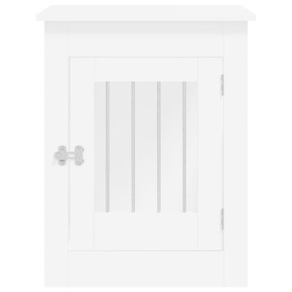 Клетка за куче мебел, бяла, 55x80x68 см, инженерно дърво