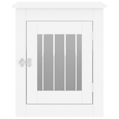 Клетка за куче мебел, бяла, 55x75x65 см, инженерно дърво