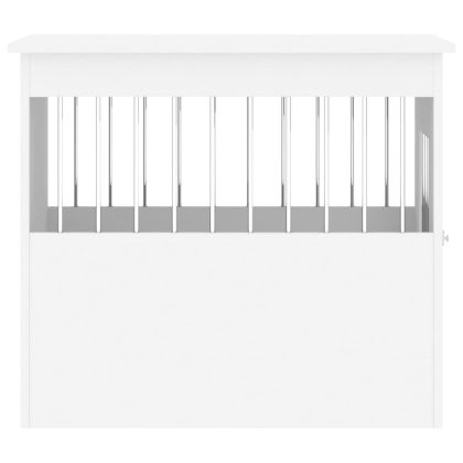 Клетка за куче мебел, бяла, 55x75x65 см, инженерно дърво