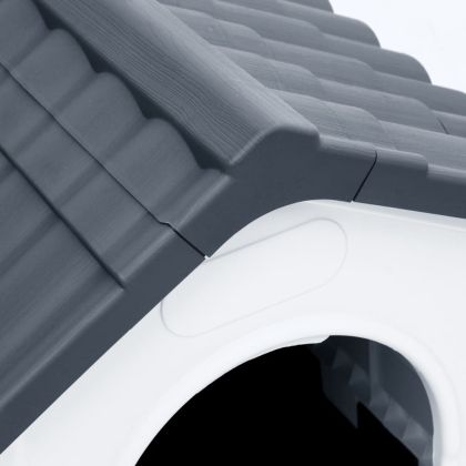 Кучешка къщичка, сива, 57x68x66 см, полипропилен