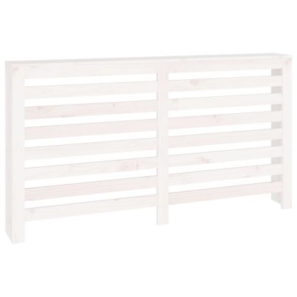 Параван за радиатор бял 153x19x84 см борово дърво масив
