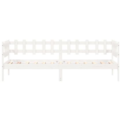 Дневно легло без матрак, бял, 80x200 см, борово дърво масив