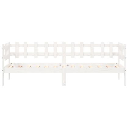 Дневно легло без матрак, бял, 90x200 см, борово дърво масив